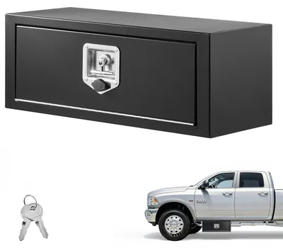 Obrázok produktu pre SucceBuy Podvozkový box pre nákladné vozidlá 686 x 254 x 254 mm Podvozkový úložný box z valcovaného za studena ocele, vodotesná skrinka na náradie s T-rukoväťou a zámkom pre nákladné vozidlá, prívesy a dodávky, čierna