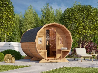 Produktbild von Fjordholz Fass-Sauna Modell Alvin