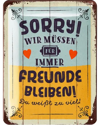 Produktbild von LANOLU Retro Blechschild Freunde bleiben, vintage Metallschilder mit Sprüchen, Shabby Chic Deko Küche und Garten, 15x20cm