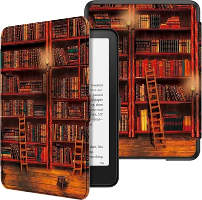 Produktbild von Fintie Hülle für 7" Kindle Paperwhite(12. Generation) - 2025/2024, Leichte Schutzhülle Case mit Auto Sleep/Wake für Kindle Colorsoft/Paperwhite Signature Edition, die Bibliothek