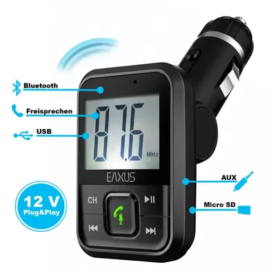 Produktbild von FM-Transmitter Auto Bluetooth Radioadapter mit USB-Anschluss Eaxus