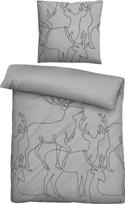 Produktbild von biberna Melange-Flanell Bettwäsche 0840517 HIRSCH color: sturmgrau, size: 1x 155x200 cm + 1x 80x80 cm