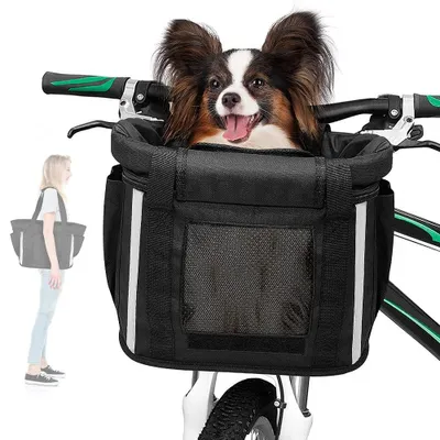 Fahrradkorb für Hunde, abnehmbar, mit Sicherheitsgurt
