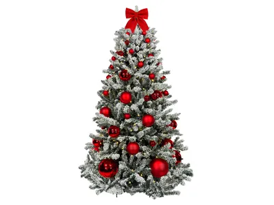 Produktbild von Dekorierter künstlicher Weihnachtsbaum mit 73 Ornamenten RED CHRISTMAS 210 cm Baum mit Ständer und Weihnachtsschmuck