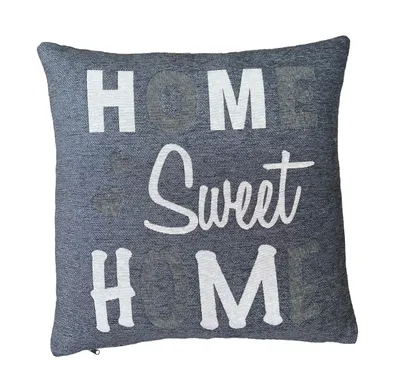 Image de Housse de coussin, taie d'oreiller HOME SWEET HOME gris blanc 45x45cm Hossner
