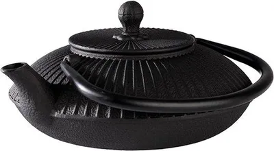 Obrázok produktu pre Liatinová kanvica so sitkom na čaj - ideálna na 2-3 šálky - Rozmery: 18 x 19,5 cm - Výška: 15 cm - 0,8 l - čierna