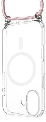 Obrázok produktu pre Puzdro na mobilný telefón pre iPhone 17, FIXED MagPure Neck s MagSafe, priehľadné s ružovou šnúrkou