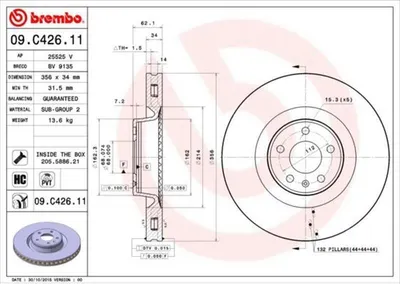 Produktbild von 2x BREMBO 09.C426.11 Bremsscheibe Vorderachse