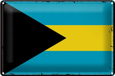 Produktbild von Blechschild Flagge Bahamas 30x20cm Retro Flag of Bahamas