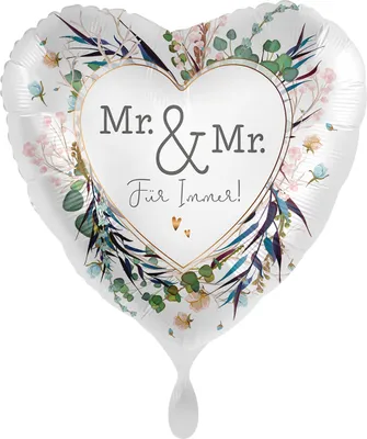 Produktbild von Folienballon Herz 45 cm gleichgeschlechtliche Hochzeit Mr. & Mr.
