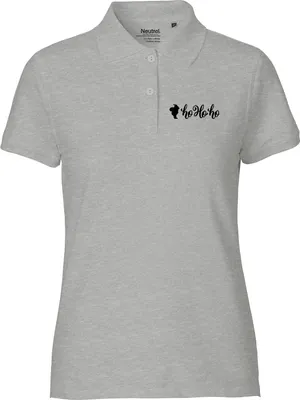 Produktbild von Huuraa Damen Polo Shirt Santa Claus Ho Ho Ho M Sport Grey Bio Baumwolle Fairtrade Poloshirt Geschenkidee
