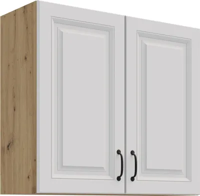 Produktbild von Hängeschrank 80 cm Stilo Weiss + Eiche Artisan Küchenzeile Küchenblock Küche
