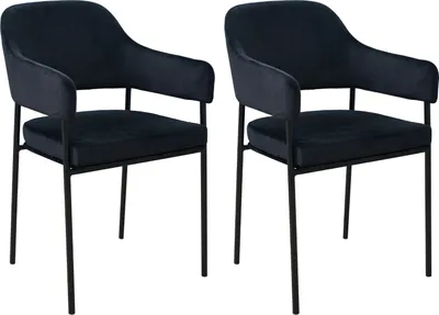 Produktbild von SVITA SCARLETT 2er Set Esszimmerstühle Armlehnstuhl Polsterstuhl Samt Schwarz