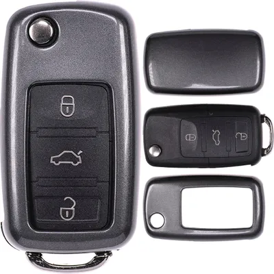Produktbild von Auto Schlüssel Kunststoff Hülle ABS Plastik Schutz Cover Grau kompatibel mit VW Golf 5 6 Sharan Touran EOS Jetta Skoda Octavia Polo Beetle Passat Caddy T5 Tiguan bis 2009