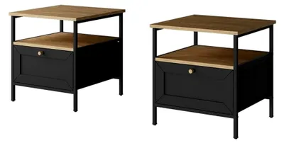 Produktbild von Nachttisch Lunis, Schwarz, 2er Set, geeignet für die seitliche Platzierung neben Betten