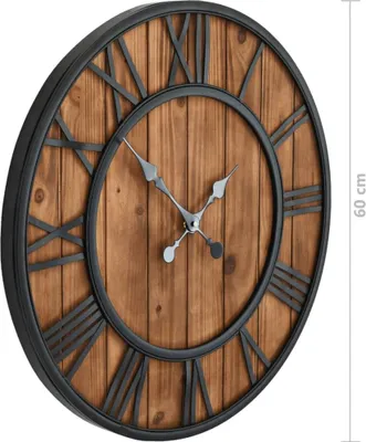 Image de vidaXL Horloge murale Vintage avec mouvement à quartz bois et métal 60 cm XXL