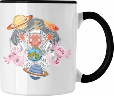 Produktbild von Trendation - Coole Axolotl Tasse Grafik Lustig Geschenkidee Schwanzlurch Tiere Geschenk (Schwarz)