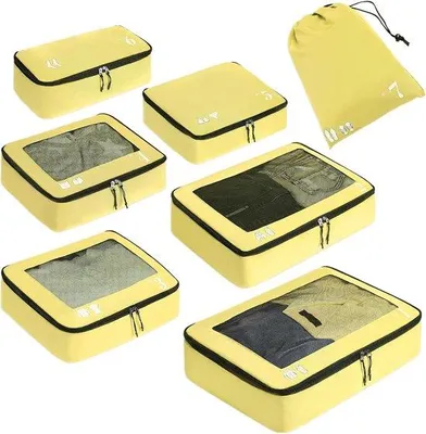 Productafbeelding van Famanu Packwürfel set, 7-delig - Reisorganizer in citroengeel