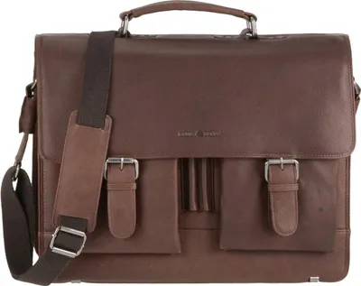 Produktbild von Greenburry Business Aktentasche Leder 2 Fächer Lehrertasche 40cm Tasche braun Damen Herren für Schule Beruf Arbeit 1722-22