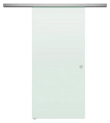 Produktbild von Schiebetür BASIC mit Softclose | in Edelstahloptik | 1050 x 2170 mm | Komplettset mit Klarglas Muster "STRIPES DQ"