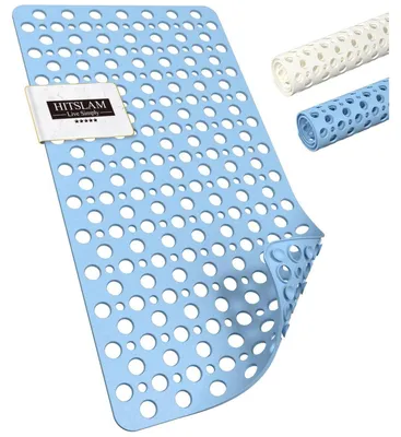 Image de Tapis de bain antidérapant, 70 x 38 cm, en TPE, bleu, résistant à la moisissure, sans BPA, lavable en machine