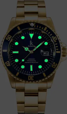 Produktbild von Alienwork Armbanduhr Herren Damen Gold Edelstahl Metallarmband Kalender Datum Marineblau Klassik Elegant