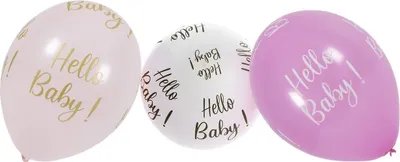 Produktbild von 6 Ballons Hello Baby weiß rosa gold Geburt Taufe Baby Party Baby Shower