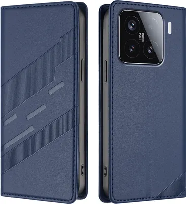 Produktbild von Hülle für Xiaomi 15, Kunstleder Brieftaschen Handyhülle mit Kartenfach und Standfunktion Blau