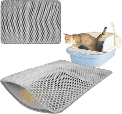 Produktbild von Famanu Katzenmatte für Katzenstreu - 59,5 x 44,5 cm - grau