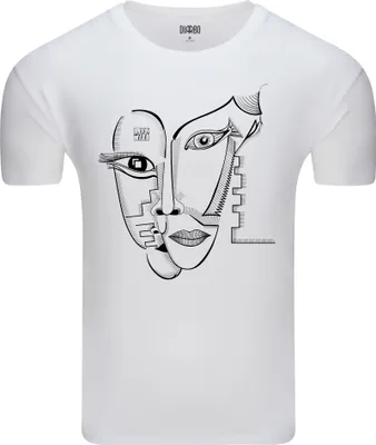 Produktbild von Diarbo Herren T-Shirt mit Abstraktes Druck Vom Kubismus inspirierter Druck Weiß Gr.XXL