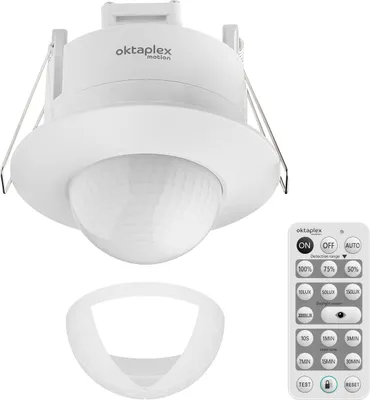 Immagine prodotto di Oktaplex rilevatore di presenza da incasso rilevatore di movimento a infrarossi a 360° per interni da incasso 230V LED bianco adatto