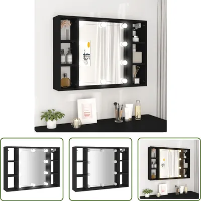 Obrázok produktu pre The Living Store Zrkadlová skrinka s LED čierna 76x15x55 cm