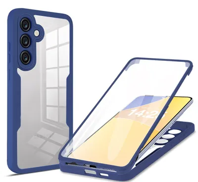 Produktbild von 360 Grad Rundum Schutz Handyhülle für Samsung Galaxy S24 FE Full Cover Vollschutz Case Farbe: Blau