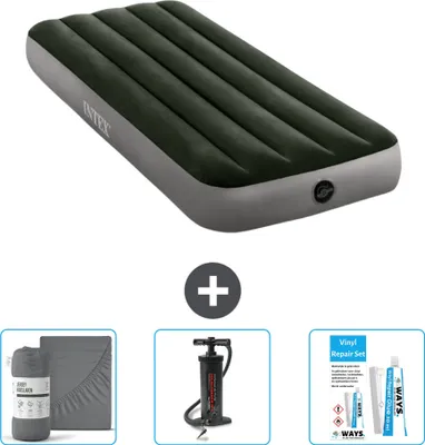 Produktbild von Intex Luftbett – 1 Person – 76 x 191 x 25 cm – Grün – im Lieferumfang enthalten Spannbettuch - Pumpe en Reperaturset
