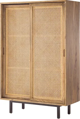 Produktbild von home24 Highboard - Mango Massiv / Wiener Geflecht