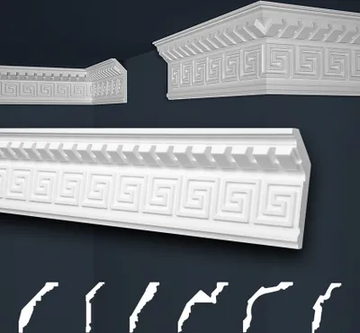 Produktbild von Marbet Deckenleisten weiß Sparpaket aus Styropor EPS - Stuckleisten gemustert, im traditionellen Design - (2 Meter B-25) Styroporleisten Zierprofile Stuck