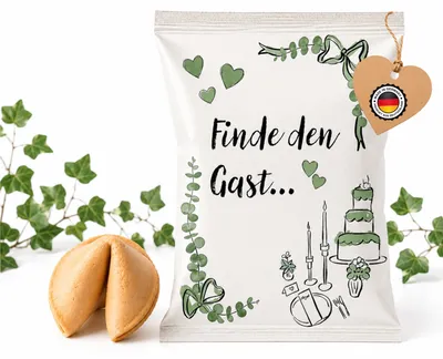 Produktbild von Glückskekse Hochzeit 25er Set mit Hochzeitsspiel, Vanille-Zitrone
