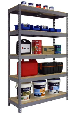 Produktbild von PROREGAL Schwerlastregal WOOD YETI LIGHT FIVE | HxBxT 200x120x60cm | Fachlast 300kg | Grau
