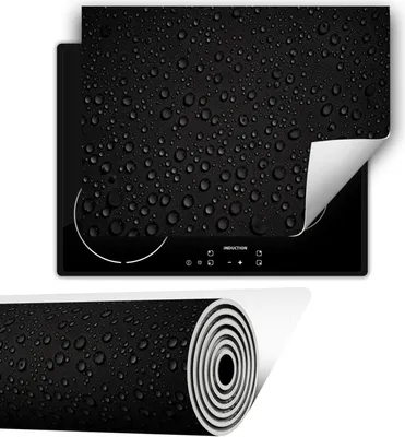 Produktbild von Herdabdeckplatte abdeckung Glaskeramikkochfeld abdeckplatte 80x52 cm Anti Rutsch Matte Aufrollbar, Schwarz Tropfen