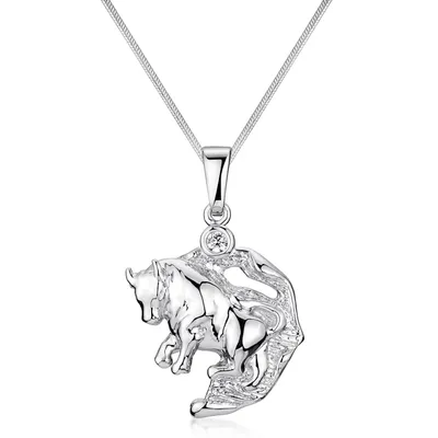 Produktbild von MATERIA Stier Sternzeichen Anhänger Zirkonia für Kette Damen aus 925 Sterling Silber rhodiniert KA-471