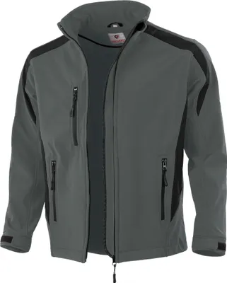 Produktbild von Qualitex Softshelljacke - wasserabweisende Outdoor-Arbeitsjacke - atmungsaktive Übergangsjacke - in Farbe: grau/schwarz - Herren: XL - Damen: 48