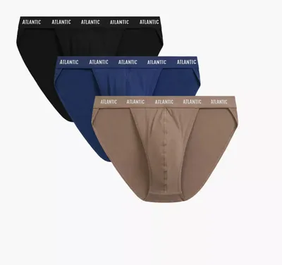 Imagen del producto de Tanga Atlantic de algodón y Elastanoo en color marrón, negro y azul, talla L