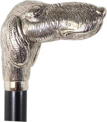 Productafbeelding van Famanu schoenlepel, 70 cm - Zwart-zilver design met een hondenkop