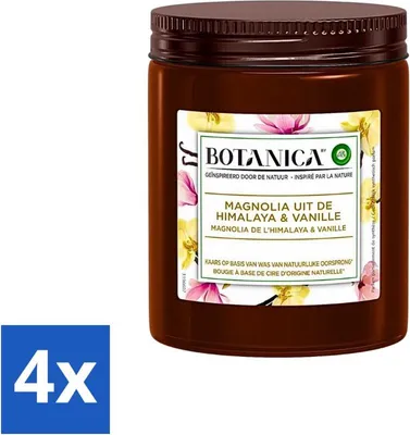 Zdjęcie produktu dla Botanica od Air Wick – świeca zapachowa – wanilia i magnolia – czas palenia 40 godzin – opakowanie promocyjne – 4 sztuki