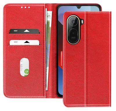 Image de Coque Avizar pour la série Redmi A7 Pro, modèle Chesterfield, avec porte-cartes et support, couleur rouge