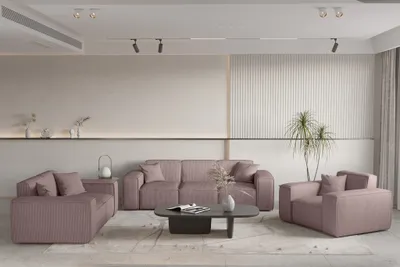 Produktbild von Sofaset Designersofa CELES PREMIUM 3-2-1 in Stoff Scala Lavendel