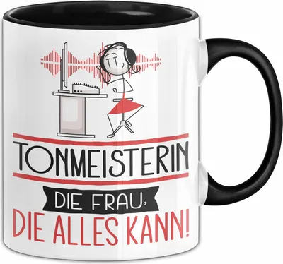 Produktbild von Tonmeisterin Geschenk Tasse Becher Die Frau Die Allen Kann Geschenkidee für eine Tonmeisterin Lustig (Schwarz)
