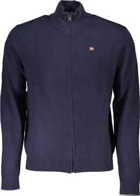 Produktbild von Blaue Herrenstrickjacke mit Reißverschluss und Stickerei - Langarm