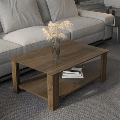 Image de Leroy Table Basse 90 cm x 60 cm Rectangulaire (Noyer)