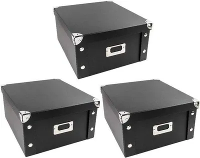 Produktbild von Famanu Aufbewahrungsboxen Set von 3 - faltbar mit Deckel und Metallwinkeln, 31 x 26 x 14 cm